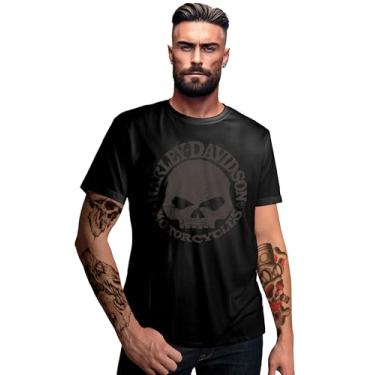 Imagem de Camiseta Masculina Harley Davidson Caveira Tamanho:G;Cor:Preto