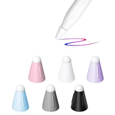Imagem de YINVA Capa para ponta de Apple Pencil, tampa de silicone com redução de ruído, acessórios para Apple Pencil de 2ª geração e protetor de tela adequado para 1ª geração (6 peças, 6 cores)