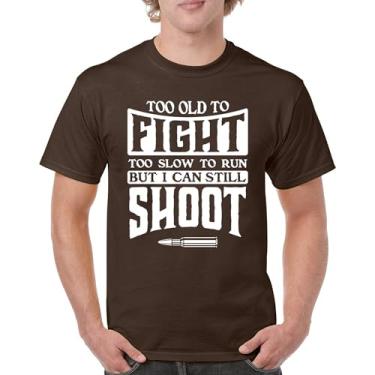 Imagem de Camiseta masculina Too Slow to Run But I Can Still Shoot 2nd Amendment Second Gun Rights Retired Veteran Patriotic, Marrom, XXG
