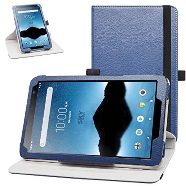 Imagem de Bige Capa giratória para Vortex Tab 8 de 4 g, Capa DIALN X8 Ultra, MAXWEST Nitro 8, Sky Devices Elite Octa Rotating Case, Foxx T8 Plus, capa giratória Pritom L8, azul