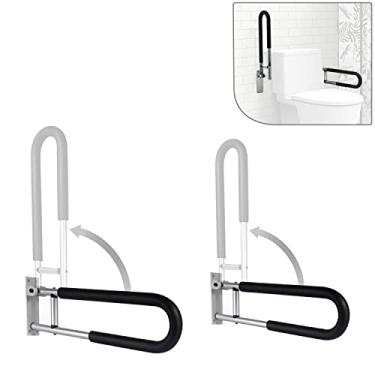 Imagem de Tuntrol 2 peças de barras de apoio dobráveis para deficientes físicos de 60 cm com aderência de borracha antiderrapante, trilhos de mão de segurança para idosos idosos com deficiência, acessórios de banheiro de chuveiro..