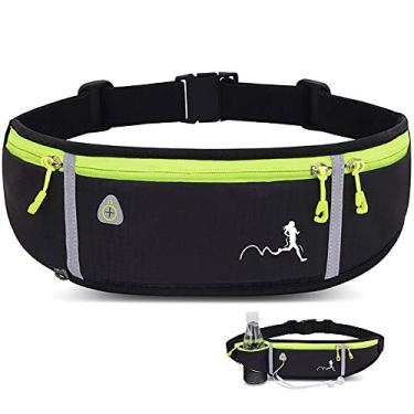 Imagem de Peicees – Bolsa de corrida masculina para corrida, com suporte de garrafa de água, orifício para fone de ouvido, à prova d'água, ajustável, refletiva, para corrida, cinto, leve, para viagens ao ar livre, Preto, One_Size