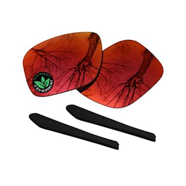 Imagem de Raydi Lentes de reposição de policarbonato e meias auriculares para óculos de sol quadrados Oakley Jupiter Squared OO9135 - Espelhado vermelho fogo - Polarizado
