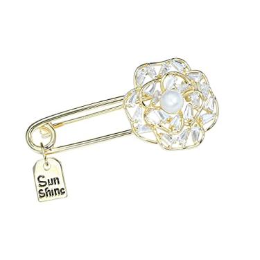 Imagem de YYBONNIE Broche fofo com design de clipe de papel, broche de cristal, zircônia cúbica, alfinetes de segurança com pingente, Metal Cristal, Zircônia cúbica