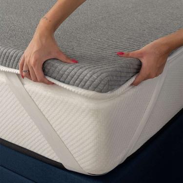 Imagem de pillow top solteiro king guldi dream com espuma d50 viscoelástica com alça (5x96x203) branco e cinza