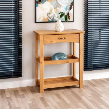 Imagem de Aparador De Sala Rústico 100% Madeira 1 Gaveta Bella Carvalho Fosco