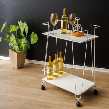 Imagem de Carrinho de Bebidas Sala de Jantar Decorativo Branco