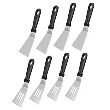 Imagem de Mini espátula de metal/espátula de brownie de aço inoxidável com alça antiderrapante/espátula de cozinha/espátula de bolo e panqueca/espátula de torta para virar, cozinhar e assar (8 peças)
