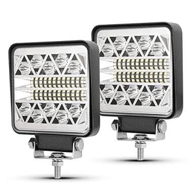 Imagem de BUNKER INDUST Faróis de trabalho LED de trator de 10 cm, 2 peças de lâmpadas de LED Cree quadradas para holofote de luz fora da estrada, pequena barra de luz à prova d'água para caminhão, equipamentos, caminhão, caminhão, caminhão, caminhão, quadriciclo, carrinho de golfe