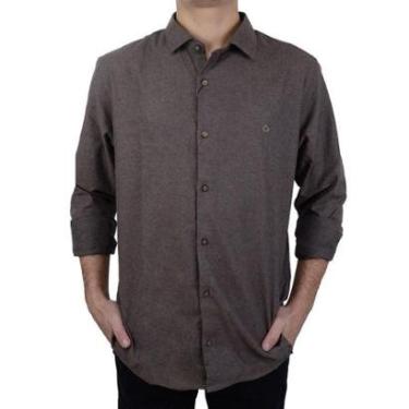Imagem de Camisa Masculina Ogochi ML Casual Flanela Slim Marrom - 0015-Masculino