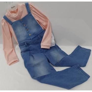 Imagem de Conjunto Luxo Menina Blusa + Jardineira Jeans Paraiso 13182-Feminino