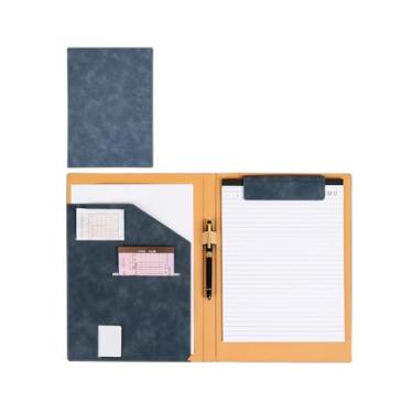 Imagem de Vensool Pasta de couro A4 para prancheta, portfólio de couro para homens e mulheres, fichário de portfólio de negócios, com suporte para cartão de visita, bolso para reciept, arquivo A4 e capa de