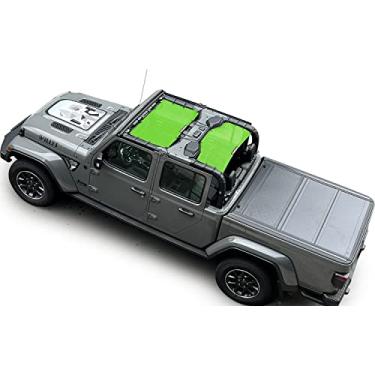Imagem de Shadeidea Protetor solar para Jeep Gladiator, JT 4 portas superior proteção solar, frente e traseira (2 peças) - Capa de tela verde Wrangler, bloqueador UV com bolsa GrabBag (2018 - corrente) - 10 anos de duração