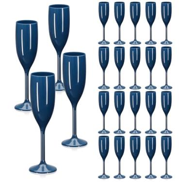 Imagem de Taças de champanhe de acrílico com taça de champanhe azul marinho para brindar para casamento, taça de champanhe de plástico, reutilizável, inquebrável, para despedida de solteira, casamento, chá de