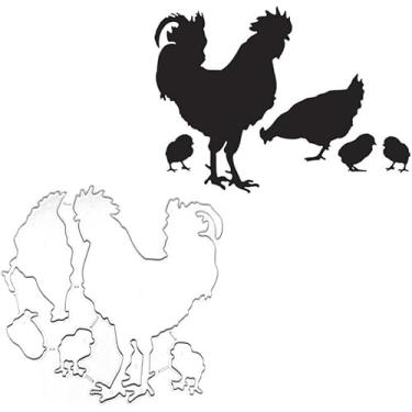 Imagem de Cortes de galinha para fazer cartões, moldes de corte de metal de animais, parabéns, cortes, modelo de estênceis de gravação de feliz aniversário para decoração de scrap-booking, cartão de bênção de