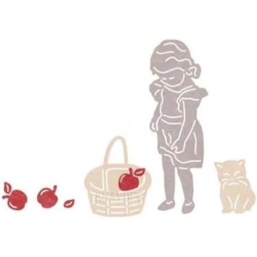 Imagem de Cesto de menina de frutas para fazer cartões, moldes de corte de metal para meninas, parabéns, cortes de matriz, modelo de estênceis em relevo para decoração de scrap-booking, cartão de bênção de