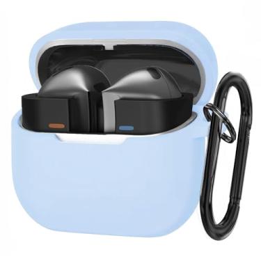 Imagem de MORWLAT Capa compatível com Samsung Galaxy Buds 3/Galaxy Buds 3 Pro (2024), capa de silicone macio premium sem fio com mosquetão, capa protetora Buds 3 Pro para mulheres e homens (azul claro)