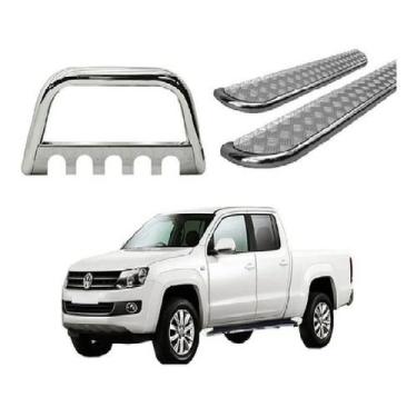 Imagem de Kit Quebra Mato E Estribo Chapa Amarok Cd Cromado - HOZZ