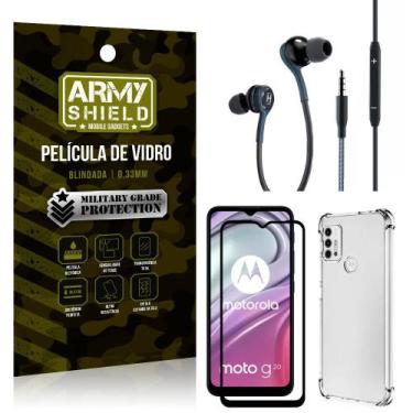 Imagem de Kit Moto G20 Fone Extreme + Capa Anti Impacto + Película 3D - Armyshie