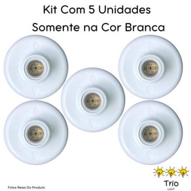 Imagem de Kit 05 Plafon Soquete E27  Simples Branco Paflon Bocal de teto Plafoni