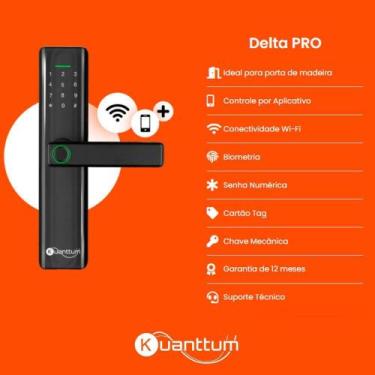 Imagem de Fechadura Digital Eletronica Biometrica Com WiFi App Delta PRO Kuanttu