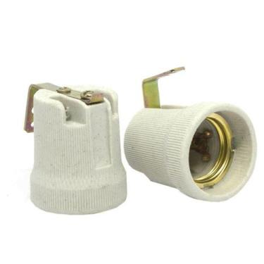 Imagem de Bocal Adaptador E27 Porcelana com Cavalete Lucchi, Cinza