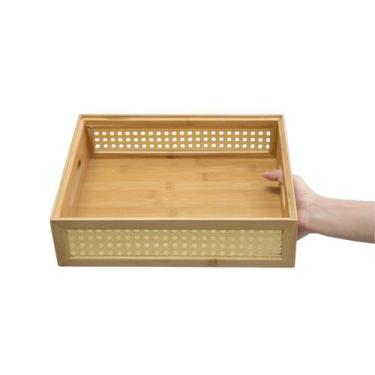 Imagem de Caixa Organizadora Empilhável de Bambu E Palhinha 32cm - Oikos, U, NAT