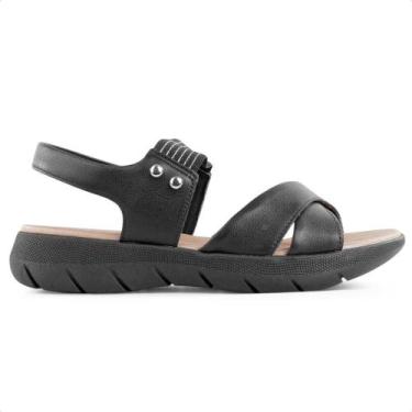 Imagem de Sandália Usaflex Plataforma Tira Elástico Feminina, Preto, Preto, 35