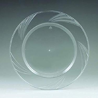 Imagem de Pratos de bolo de plástico Newbury - 16,5 cm | Espiral transparente | Pacote com 15