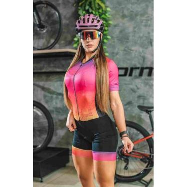 Imagem de Macaquinho de Ciclismo Feminino Mandala Degradê Forro em GEL Manga Cur
