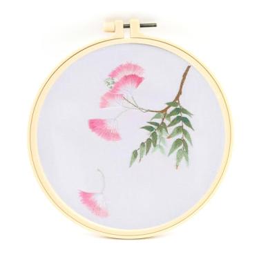 Imagem de FOXTEMO Kit de bordado para iniciantes e adultos, 1 pacote de argolas de bordado de 20 cm, kit de bordado de acácia para iniciantes com agulhas e linha incluídos para adultos e crianças