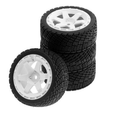 Imagem de Chanmoo 1/10 Rally Tires and Plastic Drift Wheels 12mm Hex RC On Road Tyres for 1:10 Scale Street Car Tamiya TT01 TT02 XV01 TA06 A959 PTG2 144001 HPI KYOSHO HSP PTG2 Traxxas 4PCS