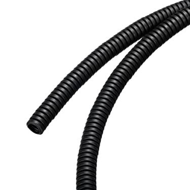Imagem de Rebower Capa flexível de fio dividido resistente ao calor para conduíte corrugado, para [protetor de cabo de escritório, cabo elétrico] - 65/64 polegadas x 1/4 polegada x 8,2 pés, preto
