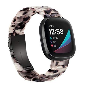 Imagem de Wongeto Pulseira compatível com Fitbit Versa 3/Sense para mulheres e homens, pulseira de substituição de resina para Fitbit Versa 3/Sense Smart Watch (cinza flor)