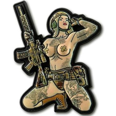 Imagem de M-Tac Morale Patch Tactical Girl - Patch militar tático de PVC com suporte de gancho - Remendos para colete, mochilas, chapéus (tatuagem 2)