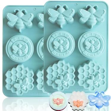 Imagem de 2 moldes de silicone de abelha para fazer sabão caseiro, barra de loção, gelatina, bomba de banho, cera de abelha, vela