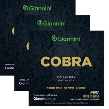 Imagem de Pacote C/ 03 Jogos De Cordas Giannini Tensão Leve Viola Cobra