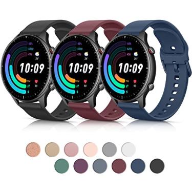 Imagem de Amzpas Pulseira de silicone para smartwatch Amazfit GTR 2e/GTR 2/GTR 3 Pro/GTR 3/GTR 4, pulseira de relógio inteligente de liberação rápida macia ajustável de 22 mm, pacote com 3 pulseiras de