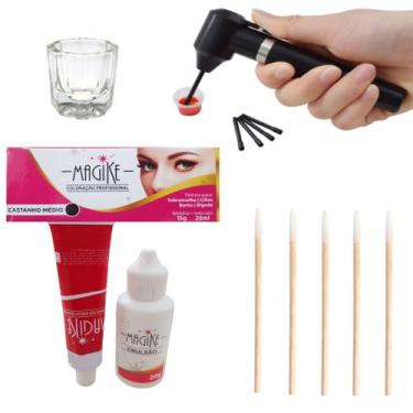 Imagem de Kit Tintura Sobrancelha Magike Emulsao 20ML Profissional Com Mixer Mis