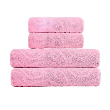 Imagem de 4 Toalhas Grandes Grossas Macias 100% Algodão Ótima Absorção - Bella E