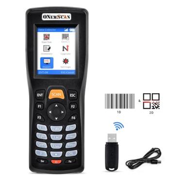 Imagem de Onewscan Scanner de inventário, scanner de código de barras sem fio 1D, 2D e PDF417, leitor de código de barras QR portátil portátil para dispositivo de inventário de terminal de dados de colecionador