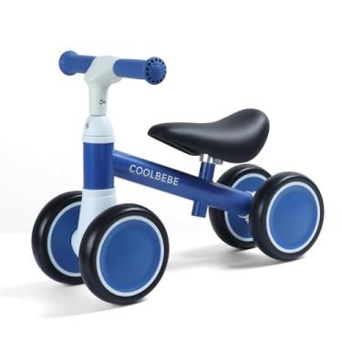Imagem de COOLBEBE Bicicleta de equilíbrio infantil para meninos e meninas de 1 ano, bicicleta de equilíbrio infantil de 2 anos com 4 rodas silenciosas, presente de aniversário de um ano, bicicleta de