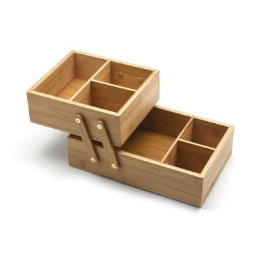 Imagem de Caixa Organizadora De Bambu Oikos Com 2 Andares Retangular