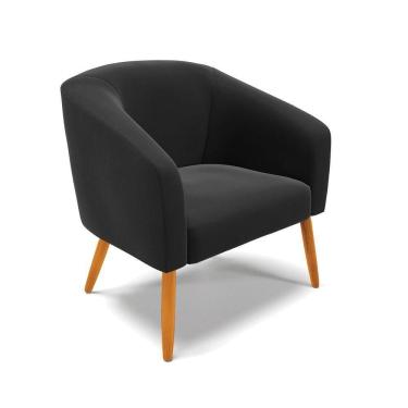 Imagem de Cadeira Sala De Jantar Pé Palito Castanho Stella Suede Cor Preto