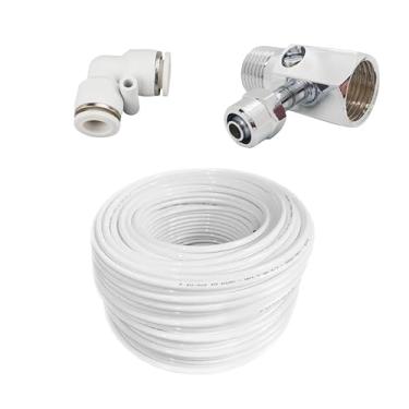 Imagem de Kit Conexão Regulador de Pressão Rosca Fêmea e Macho 1/2 e Saída 1/4 + Tubo 1/4 + Engate Rápido 1/4 (Engate Branco, 03 Metros de Mangueira)