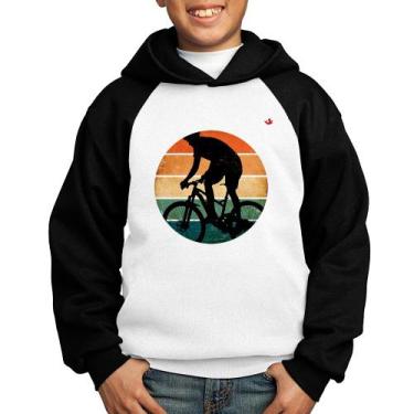 Imagem de Moletom Infantil Ciclismo Vintage Sunset - Foca na Moda, Branco, Preto