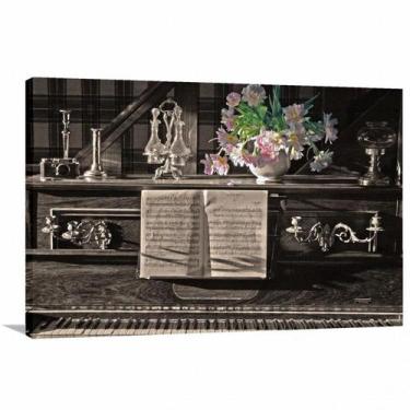 Imagem de Quadro Piano Vintage Retrô Música decorativo Tela em Tecido - Wall Fra