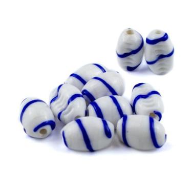 Imagem de Kit c/10 Firmas Buzios 22 mm Branco e Azul Murano Guias - Lua Mística 