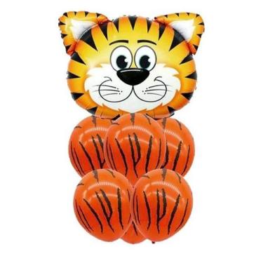 Imagem de Buque de Balões Animal Print 24"- Tigre - 01 Balão Metalizado + 6 Balõ