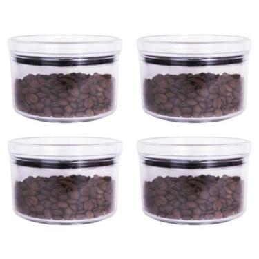 Imagem de Kit 4 Portas Mantimento Redondo Pote Hermético Empilhável Condimento A